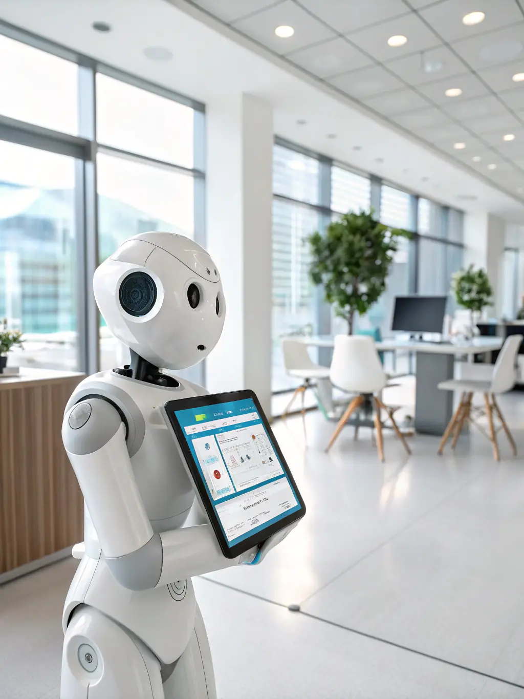 A visual representation of an AI agent assisting a business owner with tasks, providing real-time insights, and automating routine operations.