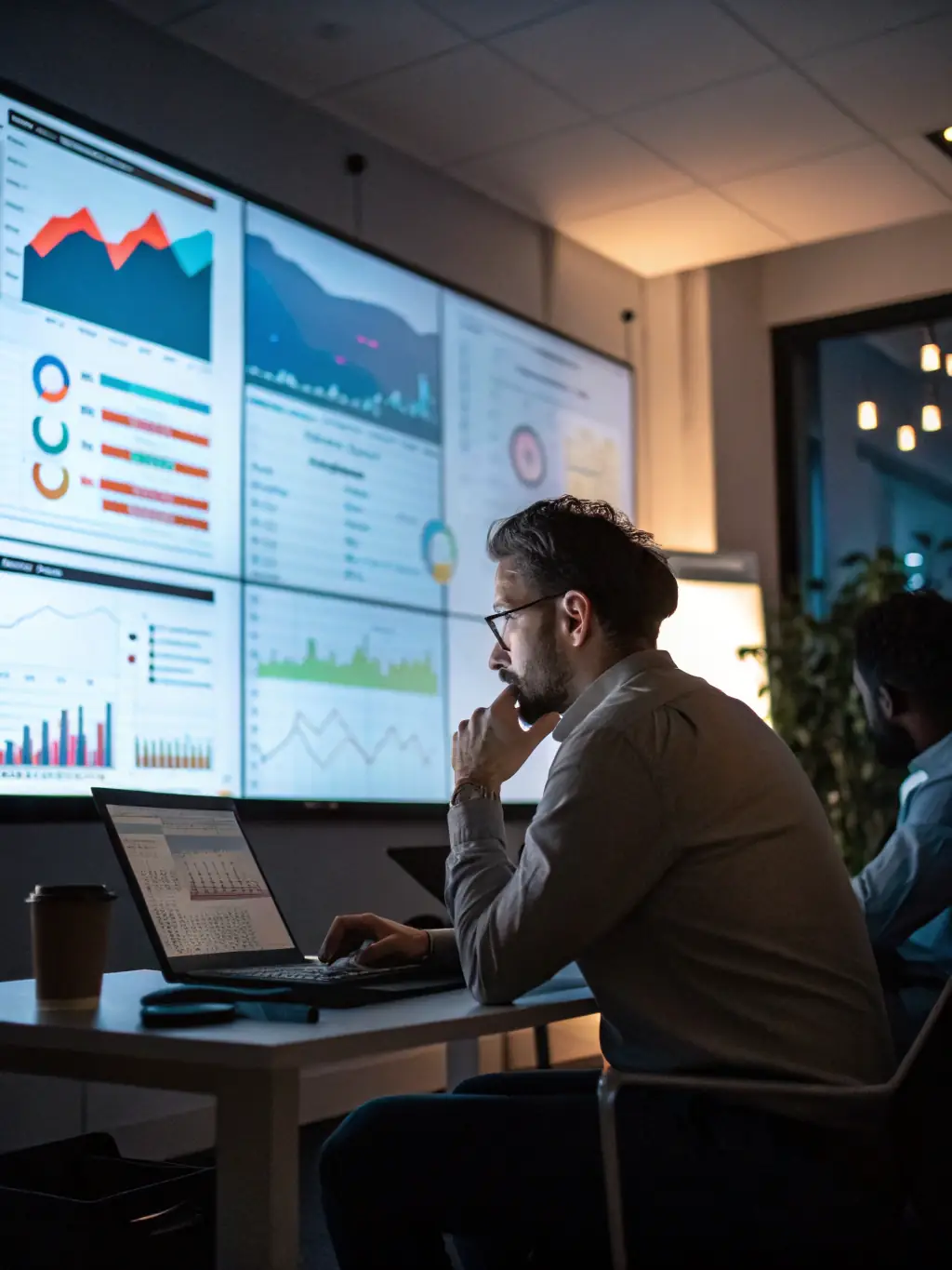 A graphic showing a dashboard with key performance indicators (KPIs) being monitored and optimized by AI, highlighting improvements in efficiency and productivity.