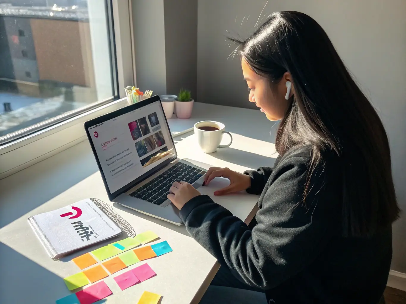 A person creating TikTok videos for a fashion brand, using an AI script generator to produce engaging content.